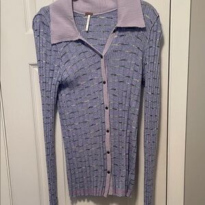 Free People Lavender Striped Knit Sweater. Women’s Size XL. SUPER CUTE